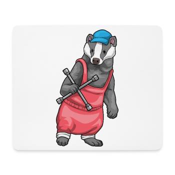 Badger Car Mechanic Cross Wrench Car Repair Shop - Mouse Pad (horizontal) - white - Front
