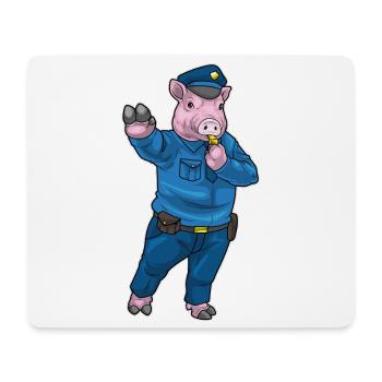 Schwein Polizist Trillerpfeife Polizei - Mousepad (Querformat) - Weiß - Vorne
