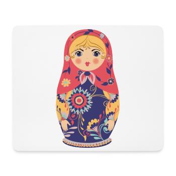 Bunte Matroschka mit Blumenmotiv - Mousepad (Querformat) - Weiß - Vorne