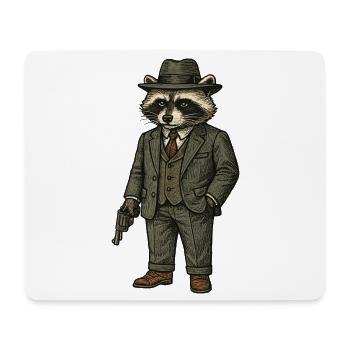 Eleganter Mafiaboss Waschbär im Anzug mit Hut - Mouse Pad (horizontal) - white - Front
