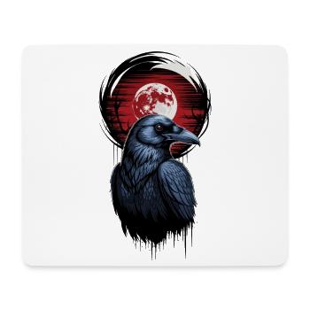  Rabe Vor Blutrotem Vollmond Mystische Nachtkrähe - Mousepad (Querformat) - Weiß - Vorne