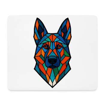 Geometric German Shepherd – Colorful Dog A - Mouse Pad (horizontal) - white - Front