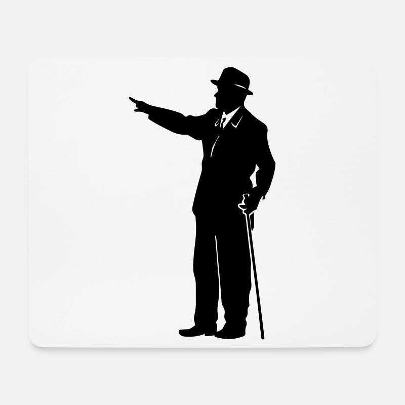 Gentleman Silhouette with Cane - Mouse Pad (horizontal) - white