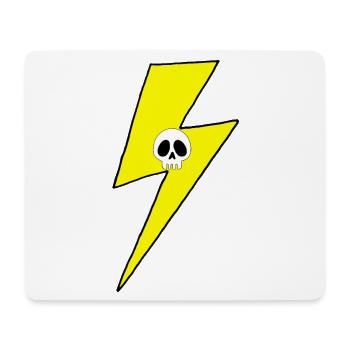 Yellow lightning bolt with white skull - Mouse Pad (horizontal) - white - Front