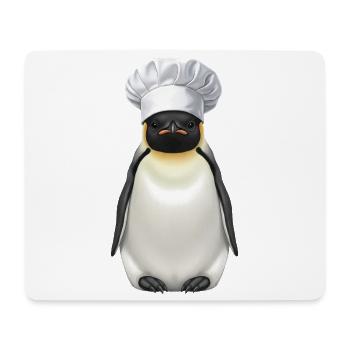 Dessin animé Drôle de Chef Pingouin Cuisine Décalée - Tapis de souris (format paysage) - blanc - Devant