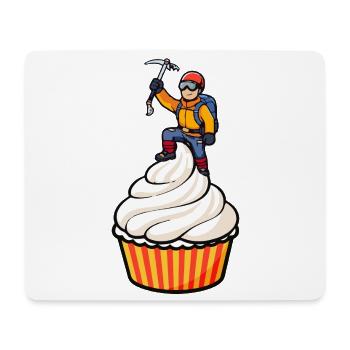 Mountaineer on Cupcake – Funny Cartoon Motif - Mouse Pad (horizontal) - white - Front