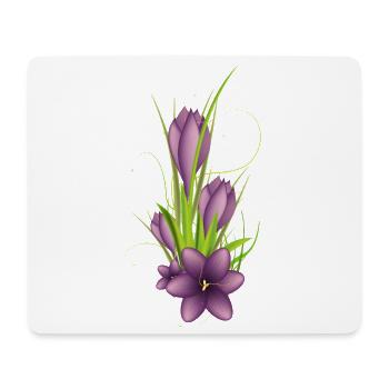 Delicate purple crocuses in elegant illustration - Mouse Pad (horizontal) - white - Front