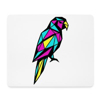Geometrischer Papagei Low-Poly CMYK-Vogel - Mousepad (Querformat) - Weiß - Vorne