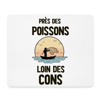 Près des poissons, loin des cons - Tapis de souris (format paysage) - blanc - Devant