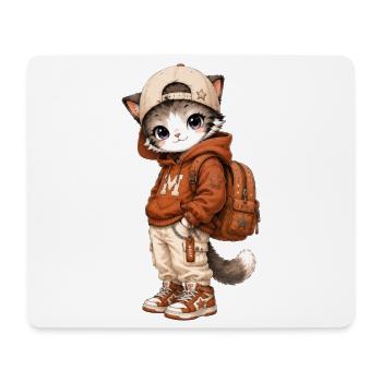 Cat Streetwear orangefarbener Hoodie - Mousepad (Querformat) - Weiß - Vorne