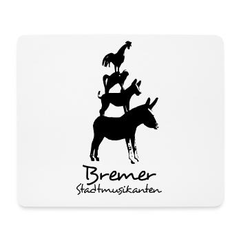 Denkmal: Bremer Stadtmusikanten vor dem Rathaus - Mousepad (Querformat) - Weiß - Vorne