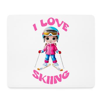 I love skiing - Mousepad (Querformat) - Weiß - Vorne
