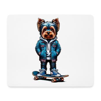 Yorkshire Terrier Skater - Mousepad (Querformat) - Weiß - Vorne