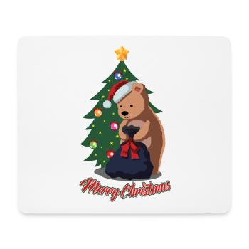 Ours polaire de Noël - Drôle de cadeau d’animal mignon de Noël - Tapis de souris (format paysage) - blanc - Devant