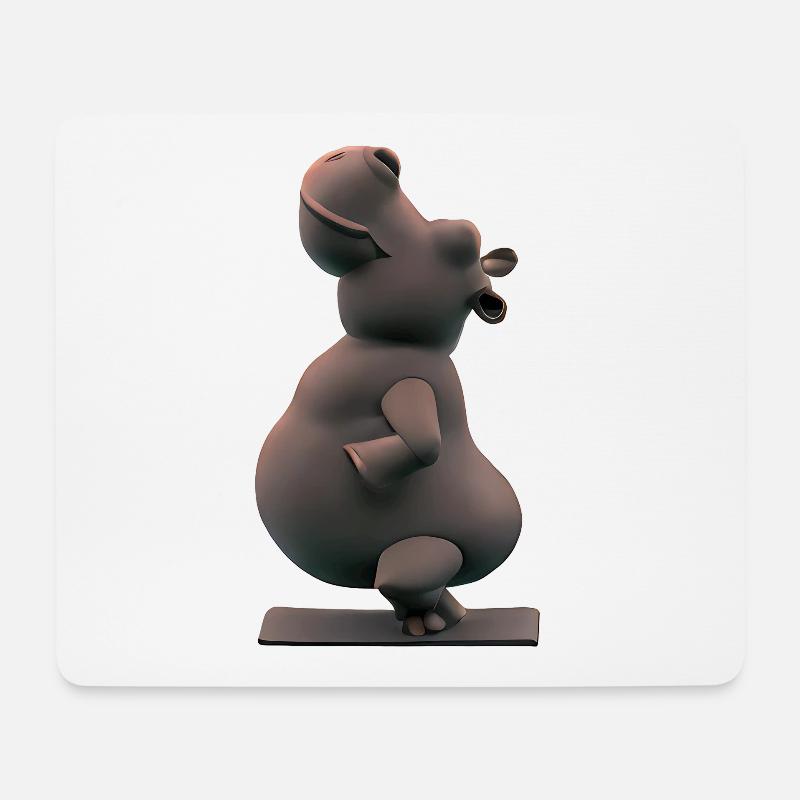 Yoga Hippo - Mousepad (Querformat) - Weiß