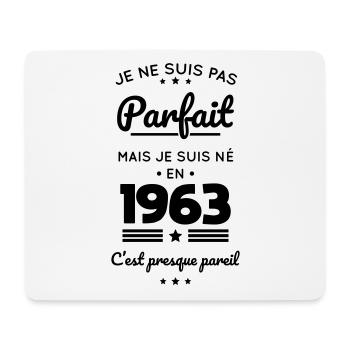 Anniversaire 60 ans - Pas parfait mais né en 1963 - Tapis de souris (format paysage) - blanc - Devant