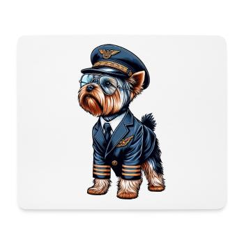 Pilote de Yorkshire Terrier - Tapis de souris (format paysage) - blanc - Devant