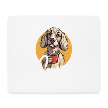 Kaffee But First Coffee Hund Tier Spruch Lustig - Mousepad (Querformat) - Weiß - Vorne