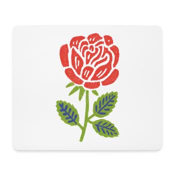 Graphique de la rose rouge avec feuilles - Tapis de souris (format paysage) - blanc - Devant