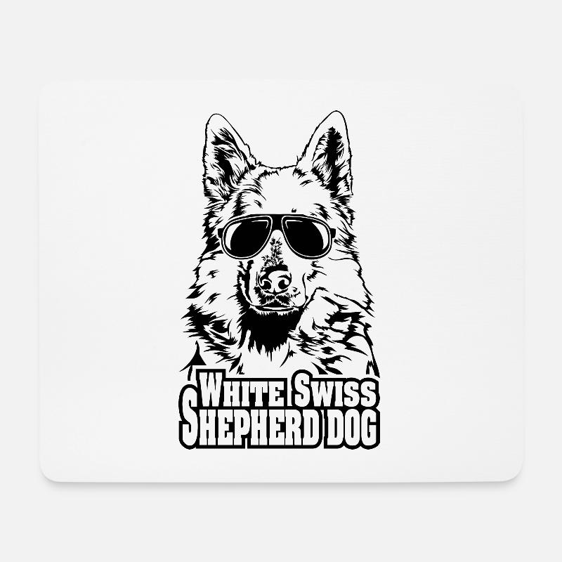 WHITE SWISS SHEPHERD DOG cool Sonnenbrille Hunde - Mousepad (Querformat) - Weiß