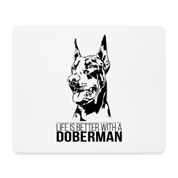 La vie de doberman est meilleure Chiens Wilsigns - Tapis de souris (format paysage) - blanc - Devant
