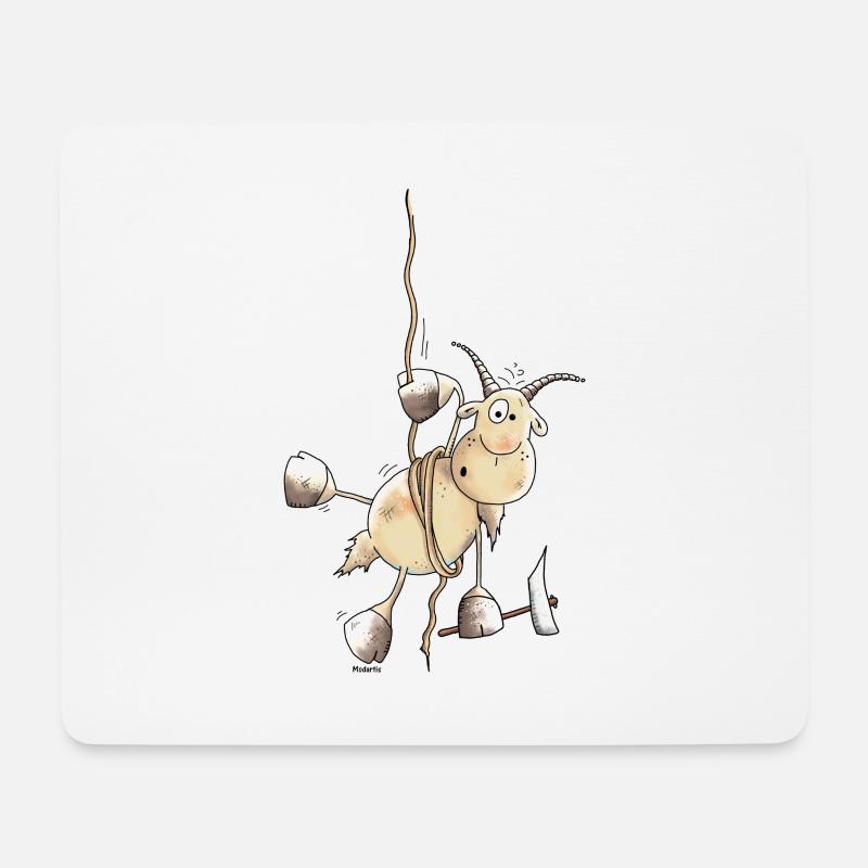 Abenteuerlustiger Steinbock - Bergsteiger - Mousepad (Querformat) - Weiß