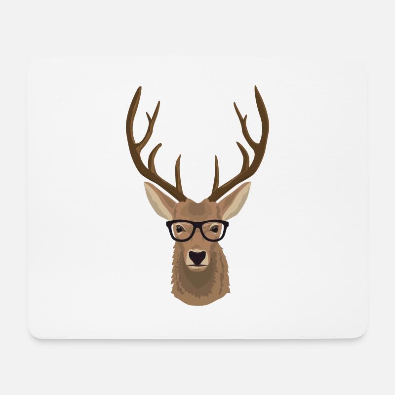Hirsch Brille - Mousepad (Querformat) - Weiß