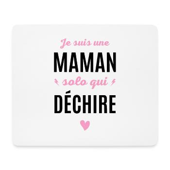 Maman solo qui déchire humour cadeau maman - Tapis de souris (format paysage) - blanc - Devant