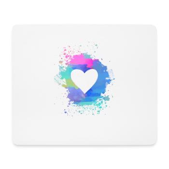 heart, colorful,pastel,painting,watercolor,pink,blue - Mouse Pad (horizontal) - white - Front