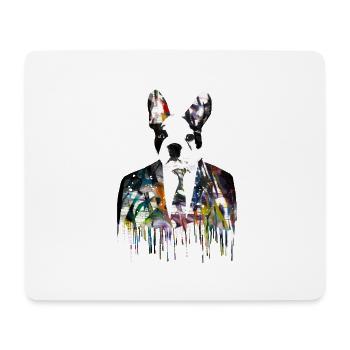 bulldogge, hund, dogge, anzug ,graffiti,bunt - Mousepad (Querformat) - Weiß - Vorne