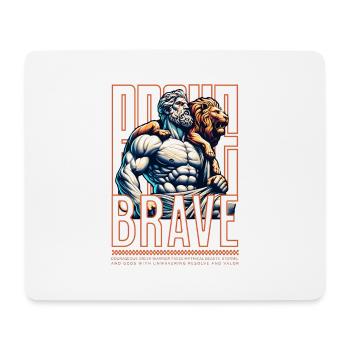 Dieu de la Force grecque et Lion - Tapis de souris (format paysage) - blanc - Devant