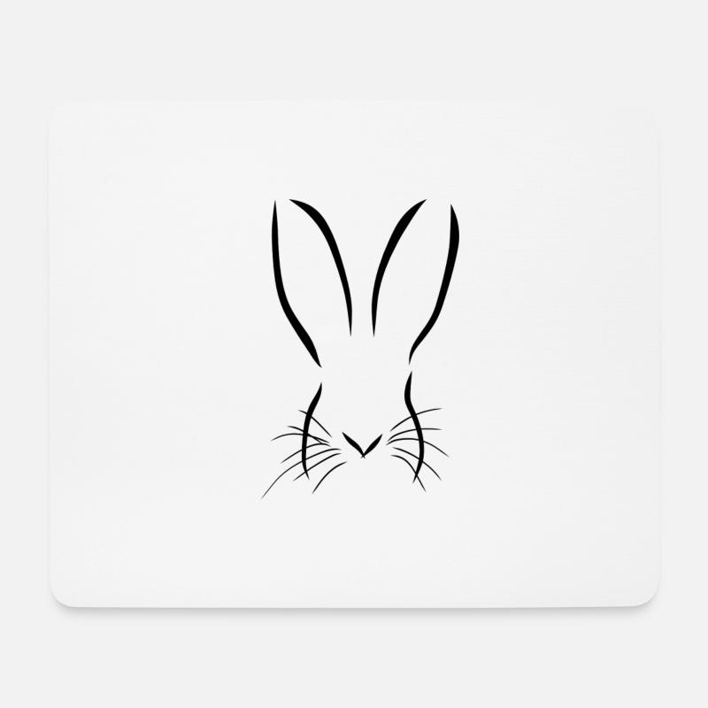 Lapin minimaliste - Tapis de souris (format paysage) - blanc