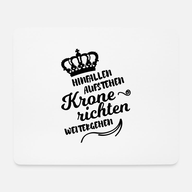 hinfallen Krone richten weitergehen lustig Spruch - Mousepad (Querformat) - Weiß