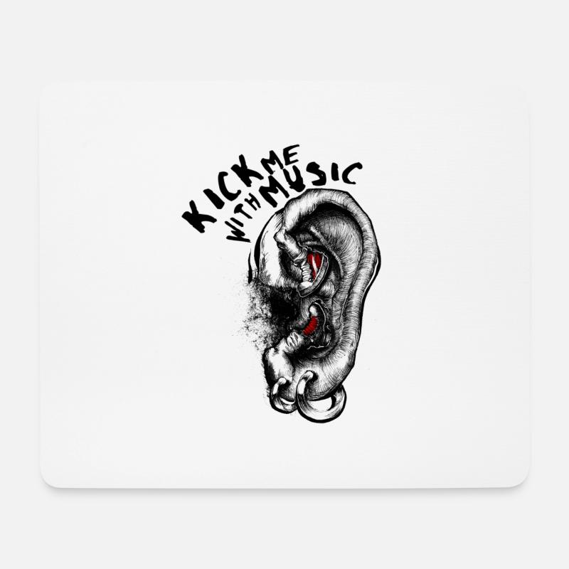 Kick me with Music - Mousepad (Querformat) - Weiß