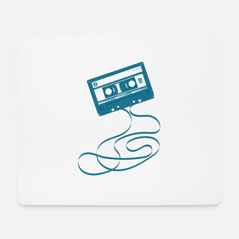 Kassette Blau - 80s Tape - Mousepad (Querformat) - Weiß