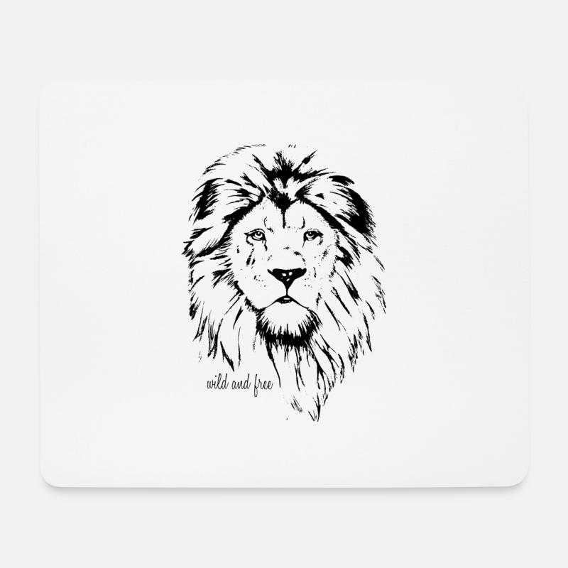 Löwe - Mousepad (Querformat) - Weiß
