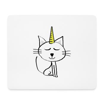 Cat Drawing Mieze Gift Birthday Unicorn - Mouse Pad (horizontal) - white - Front