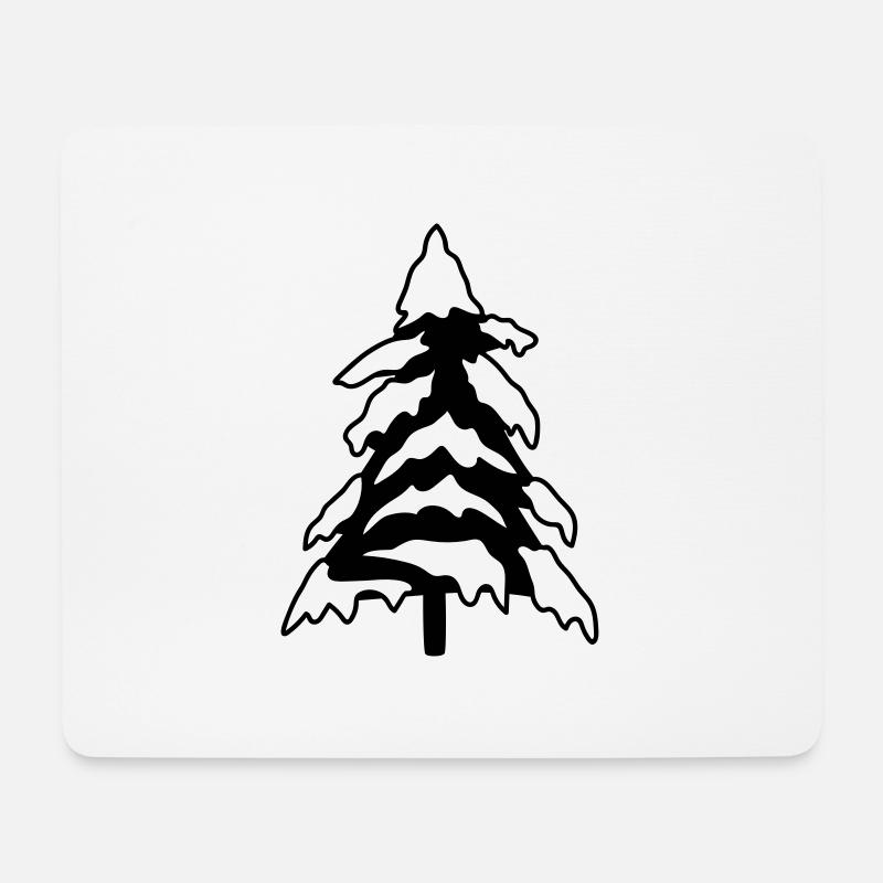 winter kalt schnee weihnachtsbaum tannenbaum tanne - Mousepad (Querformat) - Weiß