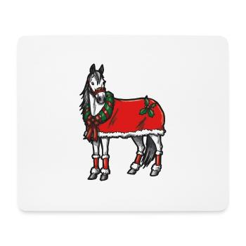 christmas horse x-mas gift wreath loop - Mouse Pad (horizontal) - white - Front