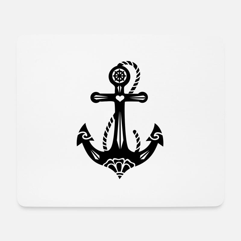 Anker mit heiliger Rose - Symbol Hoffnung & Glaube - Mousepad (Querformat) - Weiß