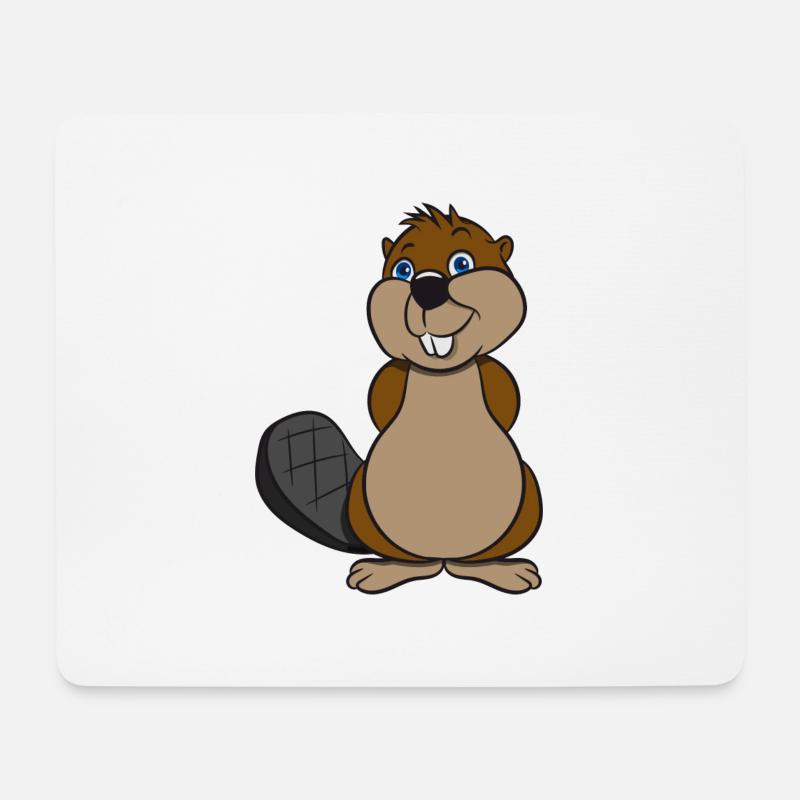 Biber suess lieb frech Holz Damm Wasser Wald Tier - Mousepad (Querformat) - Weiß