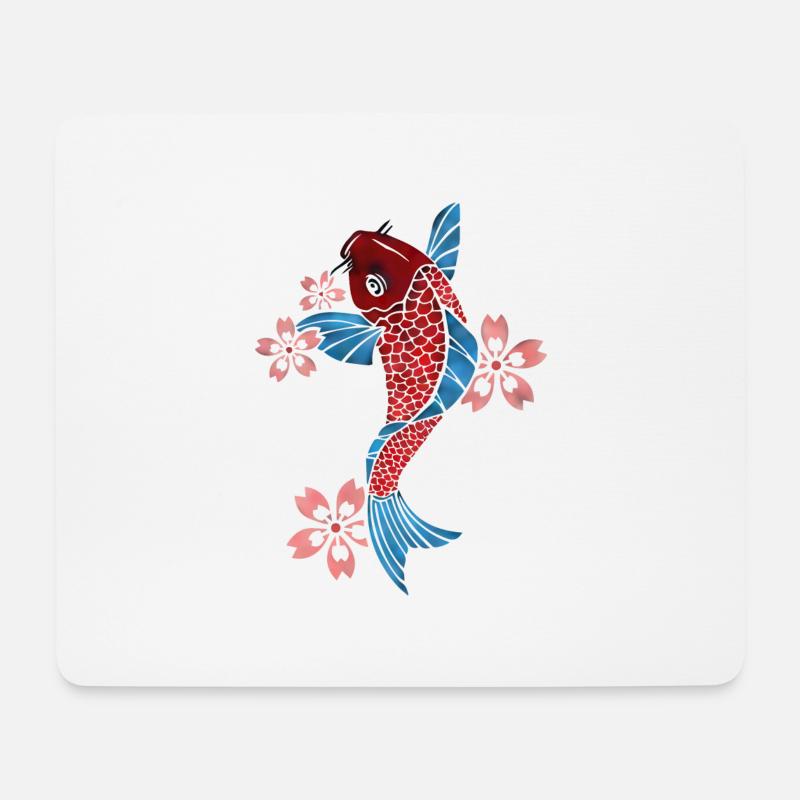 Carpe koi - Tapis de souris (format paysage) - blanc