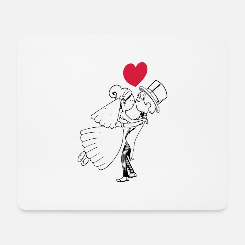 Comic Brautpaar Herz Braut Bräutigam Hochzeit Ehe - Mousepad (Querformat) - Weiß