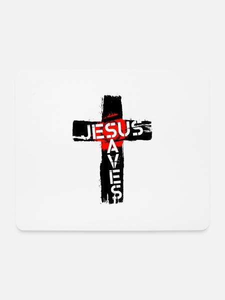 Jesus Saves - Mousepad (Querformat) - Weiß
