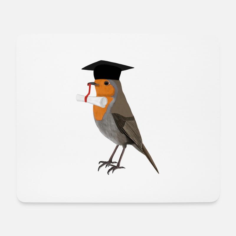 Rotkehlchen Schulabschluss Abitur Bachelor Vogel - Mousepad (Querformat) - Weiß