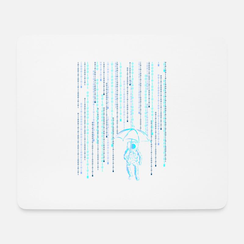 Astronaut Sci-Fi Digital Rain - Mousepad (Querformat) - Weiß