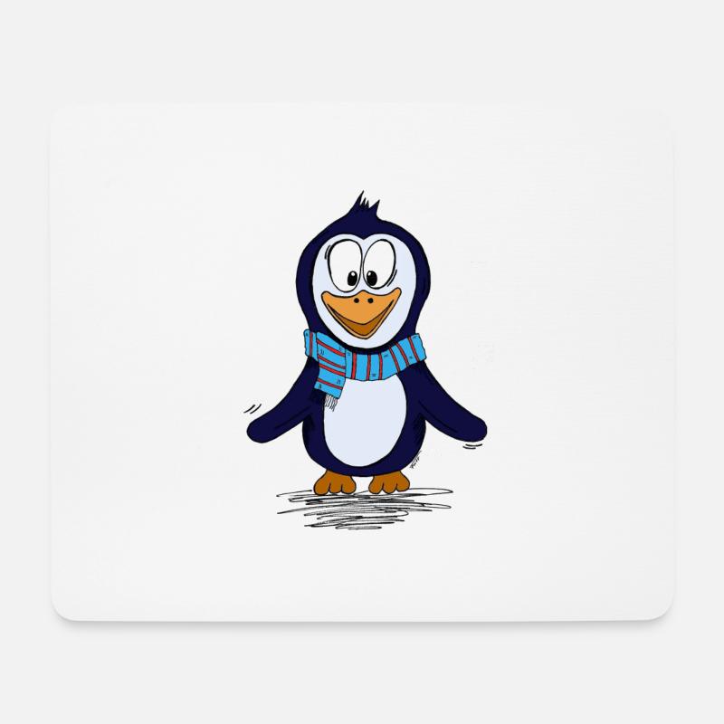 Lustiger Piguin mit Schal - Mousepad (Querformat) - Weiß