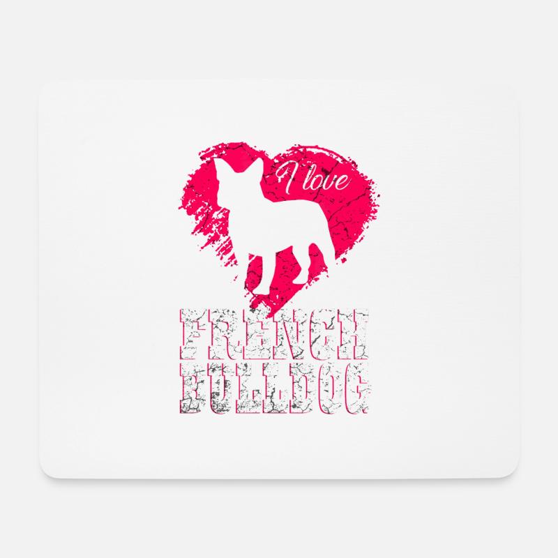 Französische Bulldogge - Mousepad (Querformat) - Weiß