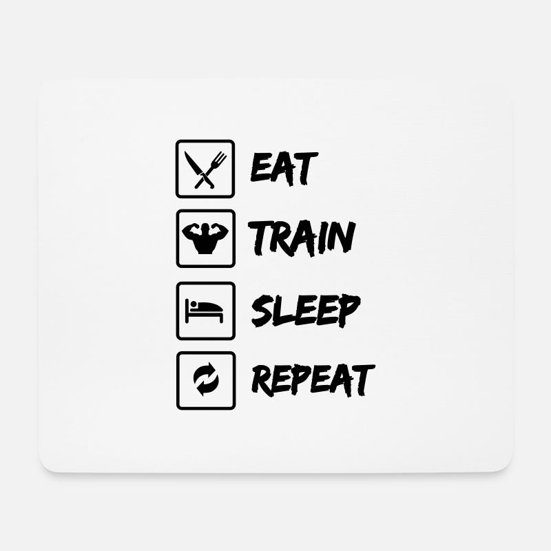 Eat Train Sleep Repeat - Mousepad (Querformat) - Weiß