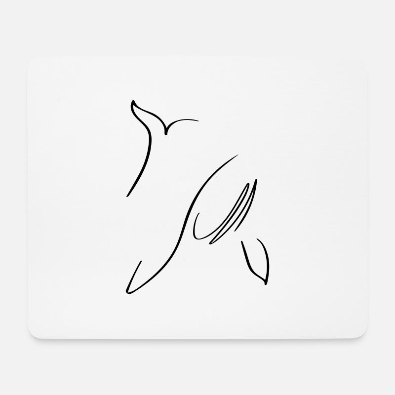 Wal Line Art - Minimalistisch - Mousepad (Querformat) - Weiß